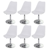 thumbnail of Set van 6 draaistoelen Malmö T501, keukenstoel, in hoogte verstelbaar, kunstleer ~ wit, voet chroom