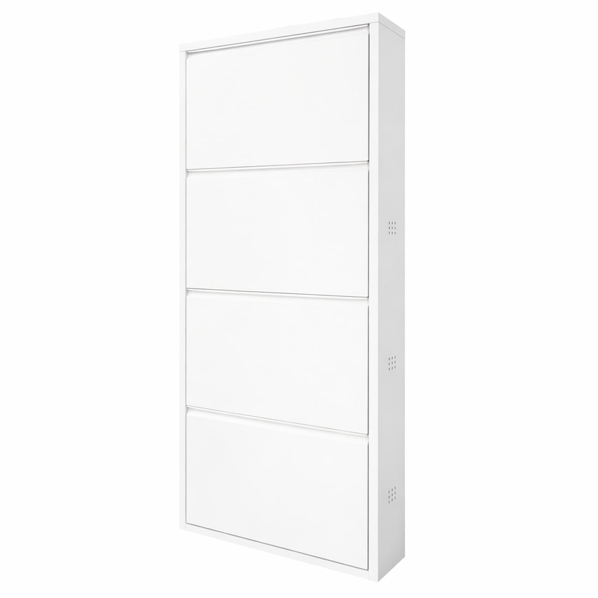 Scarpiera Slim In Metallo 4 Ante A Ribalta Ultra Sottile Salvaspazio Mobile Portascarpe Moderno Ingresso Camera Corridoio 138 x 50 x 15 Cm Bianco