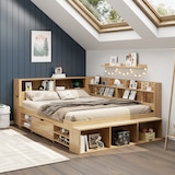 thumbnail of Kinderbett 140x200 cm mit Stauraum und Lattenrost – multifunktionales Design in Naturholz für ordentliches Kinderzimmer