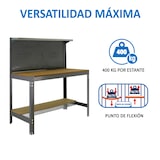 thumbnail of SimonRack Banco de Trabajo Taller, Capacidad Carga 400 kg, 1445x910x610 mm, Panel Perforado, 1 Cajón, Gris/Madera - BT-3