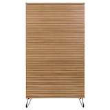 thumbnail of Cómoda HWC-M49, armário de tábua alta, design 3D 5 gavetas MDF metal 145x80x44cm ~ natural