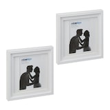 thumbnail of Relaxdays Bilderrahmen 2er Set, 25x25 cm, quadratisch, Fotorahmen zum Aufhängen oder Hinstellen, Passepartout, weiß