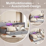 thumbnail of Schlafsofa 140x200 mit LED-Beleuchtung, Stauraum und USB-Anschlüssen, Grau – Ausziehbares Bett für kleine Räume