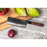 thumbnail of Couteau Sayuto Sequoia San Mai modèle nakiri 17cm brute de forge