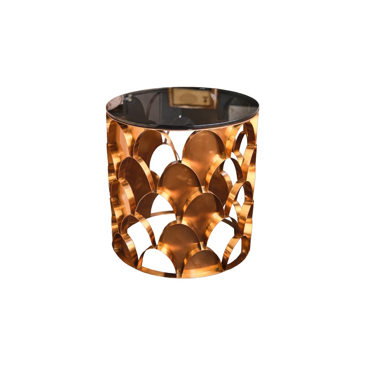 Mesita auxiliar KAWOLA, mesa de centro MEDINA, marco de cristal, oro rosa