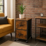 thumbnail of Relaxdays Rollcontainer, 2 Schubladen mit Hängeregister, Industrial-Design, HBT 68x40x40 cm, Aktenschrank, braun/schwarz