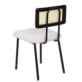 thumbnail of Lote de 6 sillas de comedor HWC-K88, sillón silla, madera poly rattan metal bouclé ~ tela/textil blanco