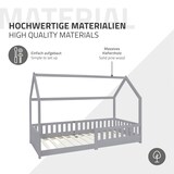thumbnail of ML-Design Kinderbett 90x200 cm Hellgrau mit Matratze H:16 cm, Rausfallschutz, Dach & Lattenrost, Hausbett aus Kiefernholz, Bodenbett Bettenhaus