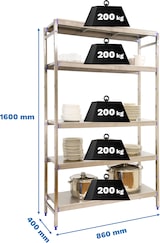 thumbnail of SimonRack Estantería de Acero Inoxidable, 1600x860x400 mm, 5 Alturas, Cocina Profesional - Simoninox