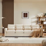 thumbnail of Merax 4-Sitzer-Sofa aus Leinenstoff, mit Armlehnentaschen und 4 Kissen, Sofa im einfachen Stil, geeignet für Wohnzimmer, Wohnung und Büro, Beige