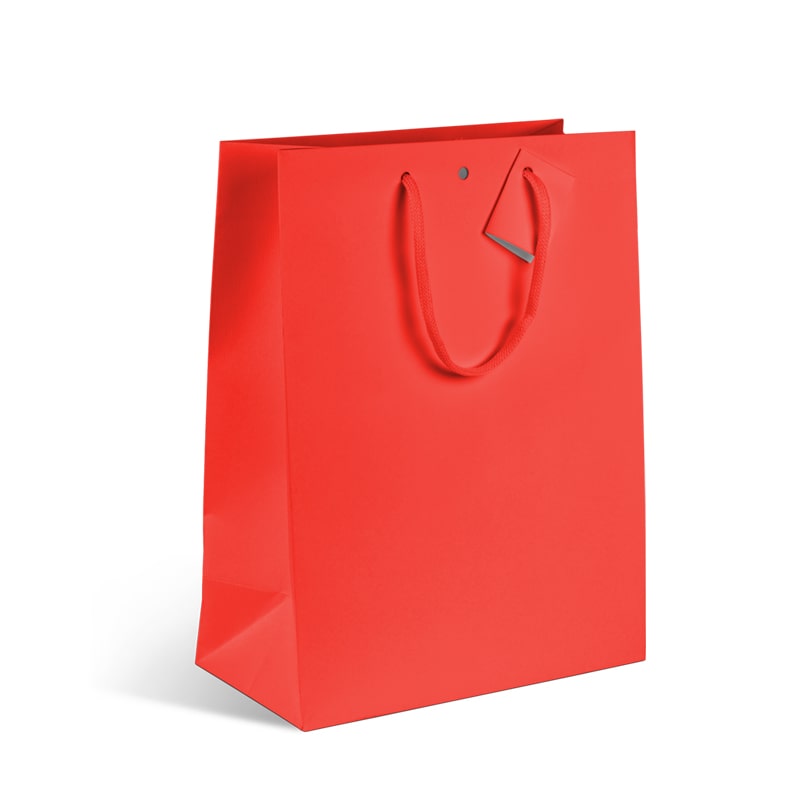 Natuurlijke rode kraft luxe tas met papieren handvatten 18 + 10 x 22,7 cm per 200 - Gimex