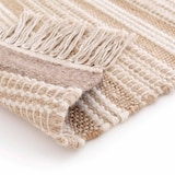 thumbnail of Alfombra rectangular a rayas de lana y yute, tejido plano 80 x 200 cm