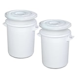 thumbnail of BRB 2X Kunststofftonne 75 Liter mit Deckel, lebensmittelecht, Polyethylen-Kunststoff (PE-HD), weiß