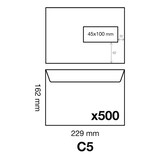 thumbnail of Clairefontaine 103425C 500x Briefumschlag C5 162x229, Fenster rechts 45x200 50µ, weiß 90gWeiß
