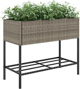 thumbnail of vidaXL Hochbeete mit Ablage 2 Stk. Grau 90x40x75 cm Poly Rattan