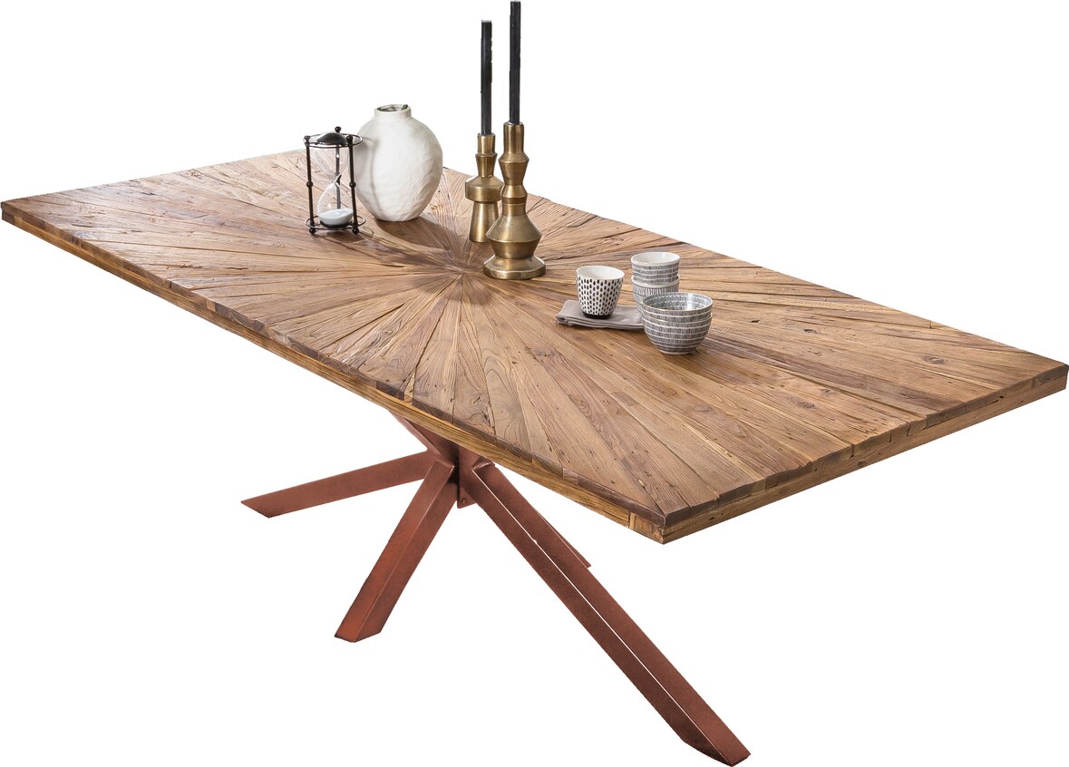 SIT Möbel Esstisch | 180 x 100 cm | Platte 50 mm Teak natur | Gestell Metall antikbraun | B 180 x T 100 x H 79 cm | 15261-00 | Serie TABLES & CO