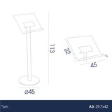 thumbnail of Danieli - Espositore Pubblicitario a Leggio in Acrilico Trasparente da Terra. Portalibro A3 Orizzontale con Montante Ovale in Alluminio ø70 mm