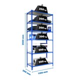 thumbnail of Maderclick schraubenloses Metallregal 6 Böden. Farbe BLAU/HOLZ 2500x1100x300 mm