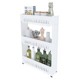 thumbnail of Carrello Da Cucina Salvaspazio Carrellino Portaoggetti Con Rotelle Ruote 3 Ripiani Dispensa Bagno Fino a 2.5 Kg Per Ripiano 72 x 12,5 x 54 cm Bianco