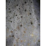 thumbnail of Tissus BLANC Organza ETOILES or argent tissu deco noel mariage au mètre nappe chemin de table déco largeur 150 cm