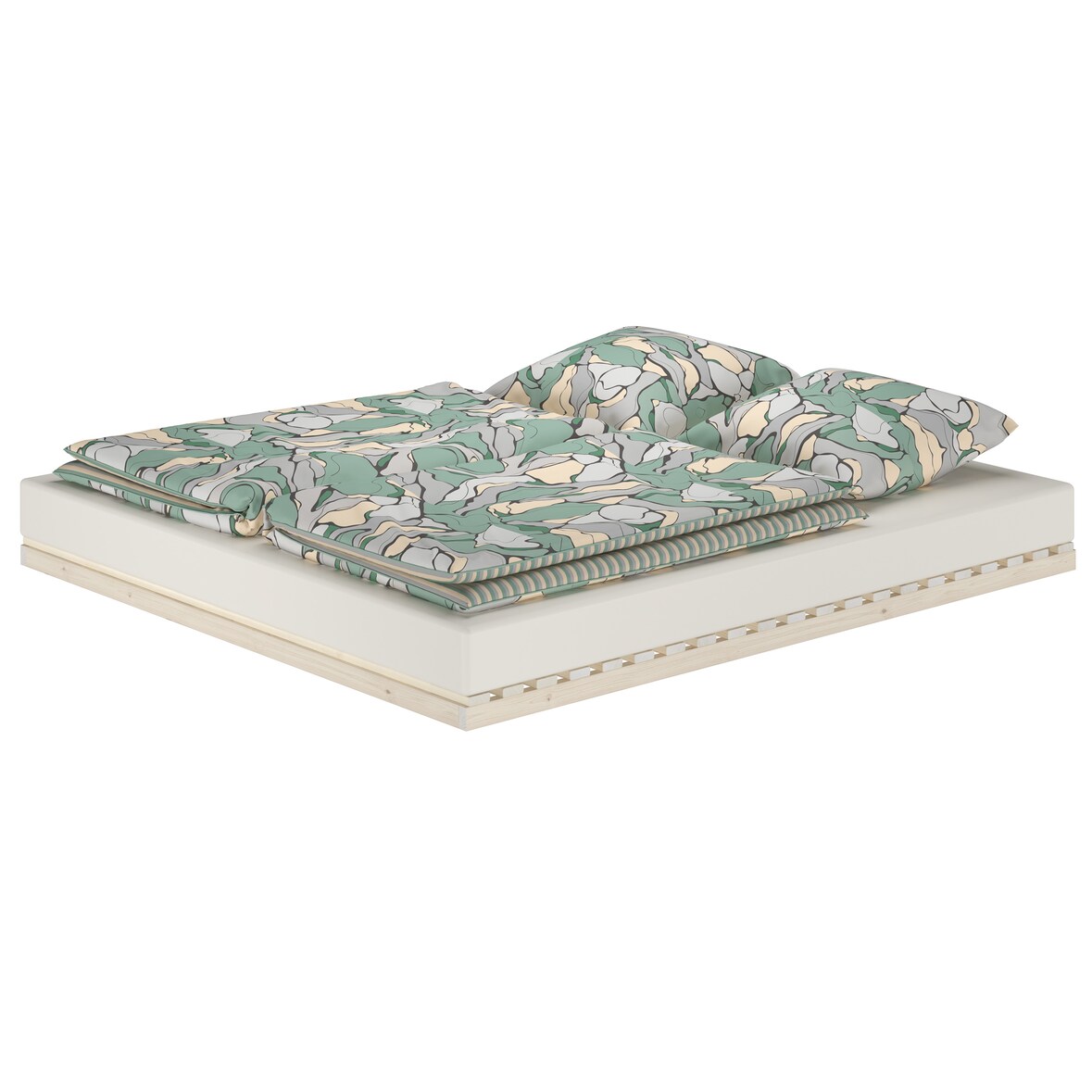 Niederflurbett metallfrei 180x200 Futon metallfreier Lattenrost, Fichte unbehandelt V-60.97-18 ohne Zubehör