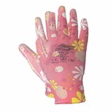 thumbnail of 12 Paar Arbeitshandschuhe Montagehandschuhe Polyester - Polyurethan Größe XS-6 dunkle Blumen