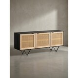 thumbnail of Sideboard 175x75x45 cm Mango Massivholz / Rattan Kommode mit 3 Türen, Hoher Kommodenschrank Schwarz / Braun, Standschrank Wohnzimmer, Anrichte