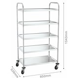 thumbnail of METRO PROFESSIONAL Carro de servicio GST2005, acero inoxidable, 52.6 x 85 x 154.3 cm, 5 estantes, 125 kg, plata