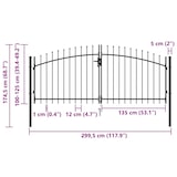 thumbnail of vidaXL Poort met puntige bovenkant dubbel 3x1,25 m staal zwart