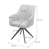 thumbnail of Set di 6 sedie da pranzo HWC-H73, sedia da cucina poltroncina, tessuto/tessuto acciaio retrò ~ grigio scuro