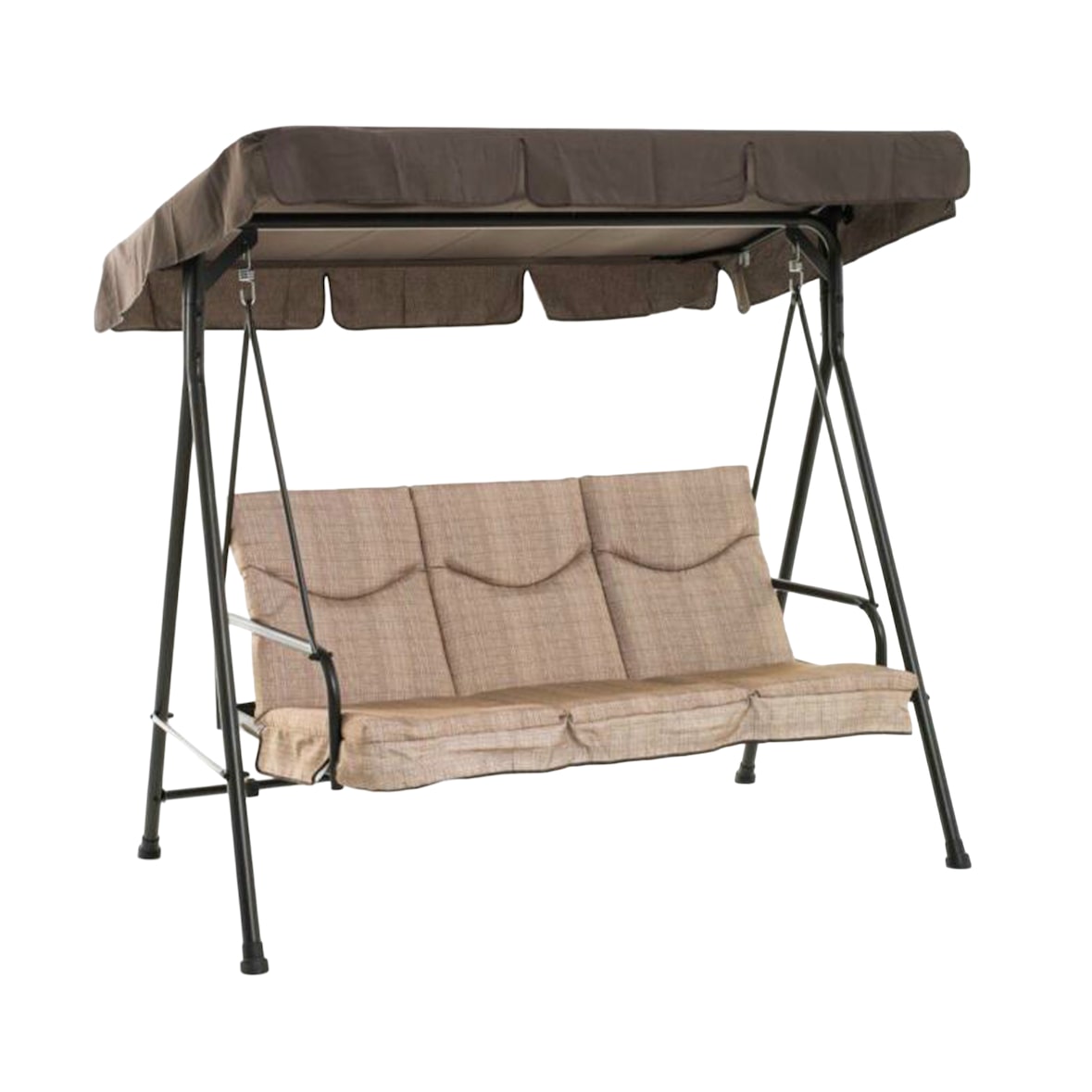 Columpio de jardín Madagascar de 3 plazas - 184 x 120 x 160 cm - Estructura marrón