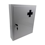 thumbnail of Relaxdays Medizinschrank, abschließbar, 5 Fächer, HxBxT: 43 x 35,5 x 8 cm, für Medikamente, Arzneischrank, weiß/ grau