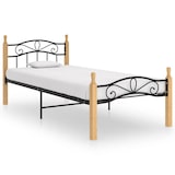 thumbnail of vidaXL Bettgestell Schwarz Metall und Massivholz Eiche 90x200 cm