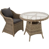 thumbnail of tectake Tuintafel van aluminium en rotan met glazen blad 91 x 73,5 cm  natuur - 403640