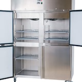 thumbnail of Romux® Kühlschrank mit 4 Türen 134 cm mit Umluftkühlung | Gastro Kühlschrank aus Edelstahl mit 1065 L Kapazität - 6 Einlegeböden und 580 W