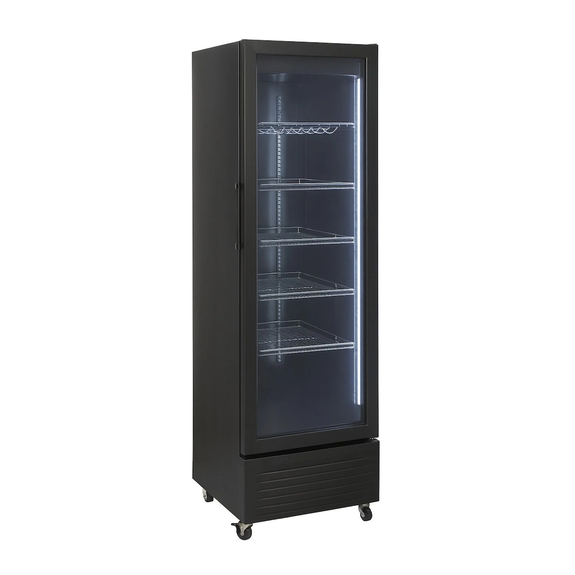 Frigo vetrina bibite verticale refrigerata 1 anta in vetro nera 0 +10 °C 229 lt 42x52,5x192h cm