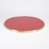 thumbnail of Plateau de table rond MARCEAU - Rouge CARMIN - Cercle laiton
