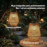 thumbnail of Outsunny Conjunto de 2 Candeeiros Solares de Exterior de Vime Suspensas com Ligação e Desligamento Automático IP44 Castanho
