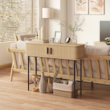 thumbnail of Mesa consola vintage mueble para recibidor con 2 puertas correderas de tambor y compartimientos consola para recibidor entrada 100x30x80 cm roble