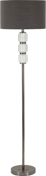 thumbnail of Moderne Stehlampe Bright One – Weißer Glasfuß und grauer Samtschirm – 163 cm, elegante und helle Stehlampe