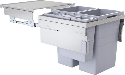 Hailo Abfallsammler 3619621 CE Slide Euro-Cargo 2x 38 + 12 + 2.5 Liter hellgrau