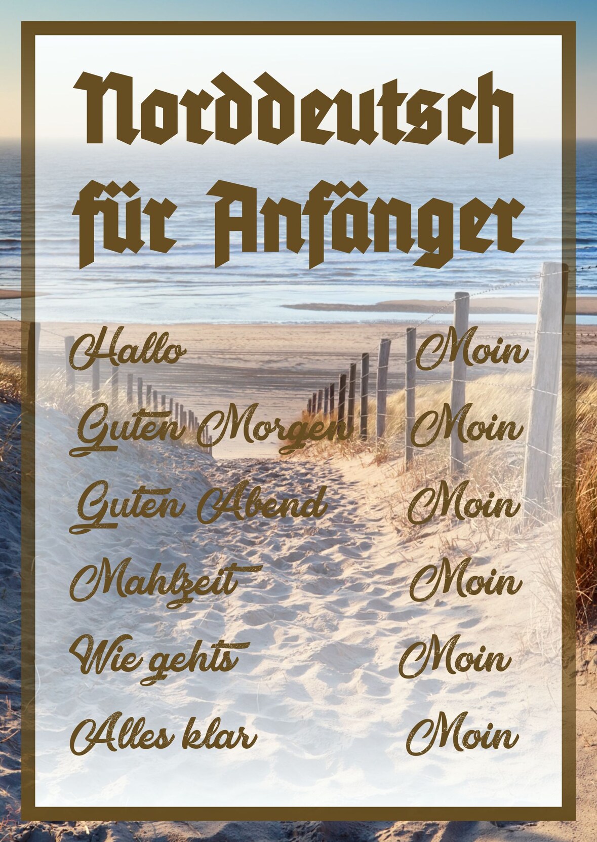 Norddeutsch für Anfänger Schild A4 Rückseite selbstklebend