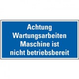 thumbnail of Schild I Maschinen-Hinweisschild Achtung Wartungsarb.!..., blau/weiß, Magnetfolie, 300x150mm