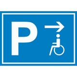 thumbnail of Behinderten Parkplatz Schild mit Richtungspfeil rechts waagerecht A6 (105x148mm)
