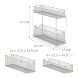 thumbnail of Relaxdays Küchenschrank Organizer, ausziehbares Unterschrank Regal, 2 Schubladen, Metall, HBT: 40 x 15 x 46 cm, silber