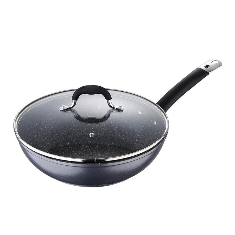 Masterpro - Gesmede aluminium wok Ø28x8cm met deksel geschikt voor inductie