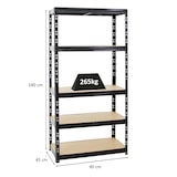 thumbnail of PROREGAL Schwerlastregal Tiger | HxBxT 180x90x45 cm | Fachlast 265kg | Schwarz | Stecksystem Lagerregal Regalsystem