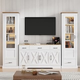 thumbnail of Wohnzimmer Set Combo Zwei Moderne LED Vitrinen 178x50x35 cm und ein Modernes Weißes Esszimmer Sideboard 160x37x75 cm mit Dekoration