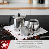thumbnail of MAGEFESA PRISMA Cafetera Italiana de 10 Tazas o 500 ml Fabricada en Acero Inoxidable, Apta en Placa de Inducción, Diseño Bombeado y Asa de Baquelita