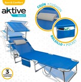 thumbnail of Tumbona plegable con parasol y cojín Azul Aktive Beach